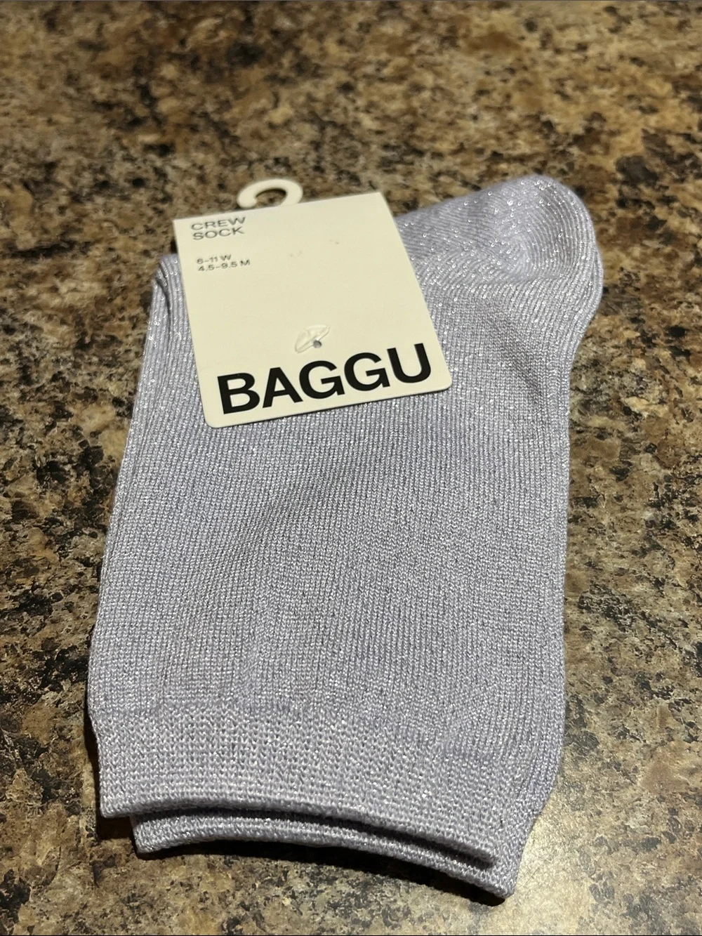 BAGGU Crew Socks In Lilac Metallic